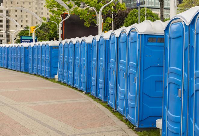 Seasonal porta potty units set up at a Bowling Green, Kentucky venue