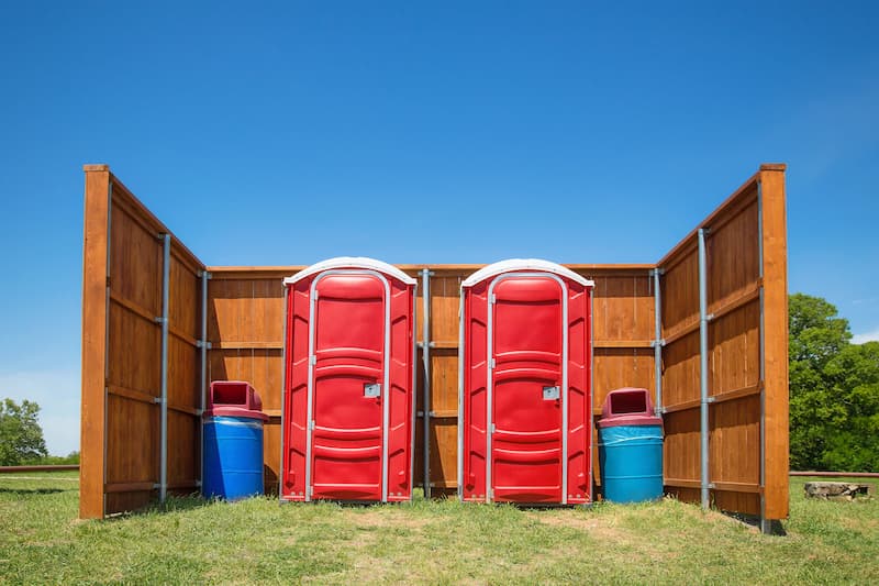 Short-term porta potty units staged for delivery in Bowling Green, Kentucky